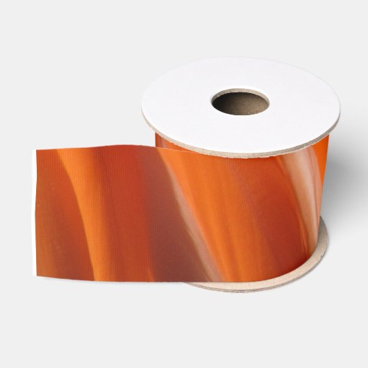 Gros-grain Plumes de Flamant rose - Ruban orange (Bobine)