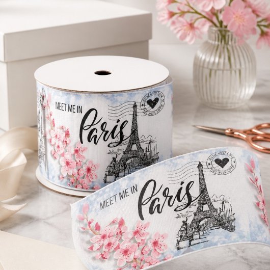 Gros-grain Rencontrons-nous à Paris ruban de 3" de large