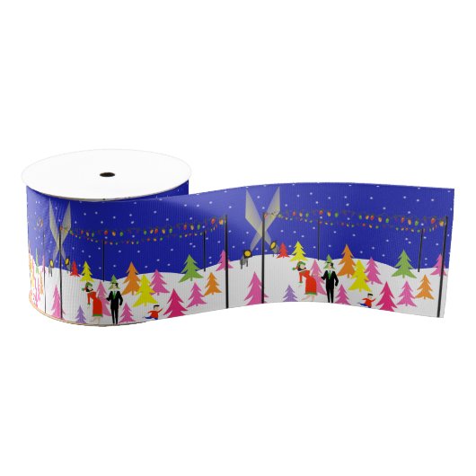 Gros-grain Rétro ruban de cadeau de ferme d'arbre de Noël (Bobine)