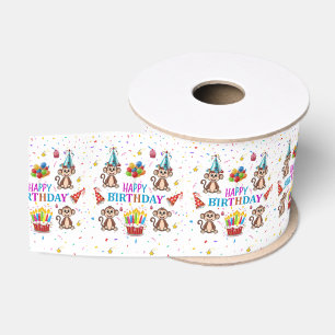 Gros-grain Ruban Anniversaire Joyeux Cupcake Singe