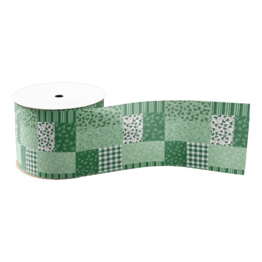 Gros-grain Ruban Chic Shamrock Faux Patchwork (Bobine)