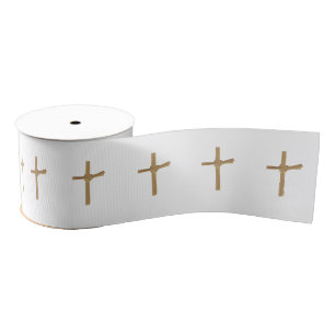 Gros-grain Ruban Christian Patterned Palm Cross