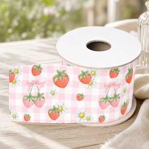 Gros-grain Ruban Coquette Rose Fleur de Fraisier