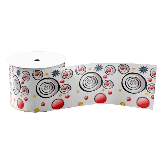Gros-grain ruban décoratif cercles abstraits (Bobine)