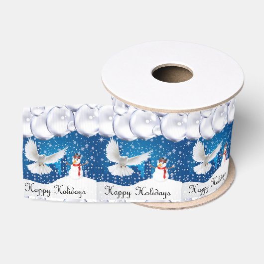 Gros-grain Ruban décoratif de Noël, Joyeuses Fêtes (Bobine)
