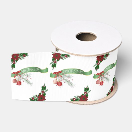Gros-grain Ruban décoratif de Noël, Joyeux Noël (Bobine)