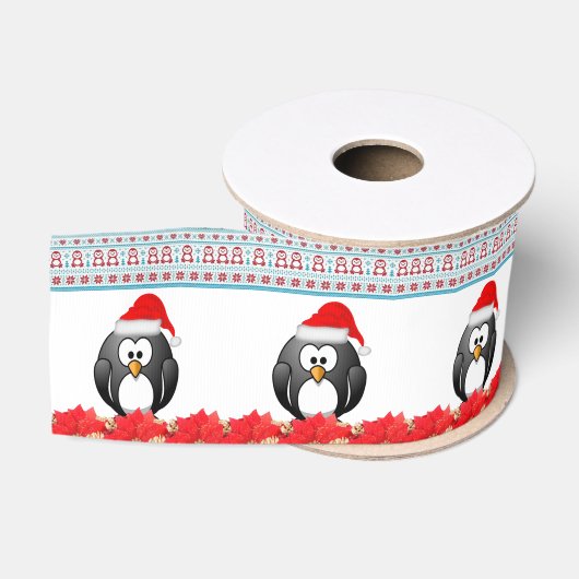 Gros-grain Ruban décoratif de Noël, Pingouin (Bobine)