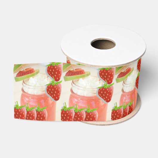 Gros-grain ruban décoratif fraise daquirri (Bobine)