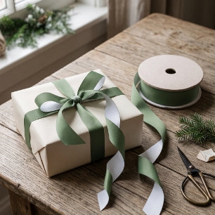 Gros-grain Ruban d'emballage cadeau vert forêt pour les fêtes