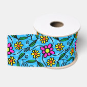 Gros-grain Ruban Floral Abstrait (Bobine)