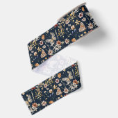 Gros-grain Ruban floral boho bleu marine (Dos)