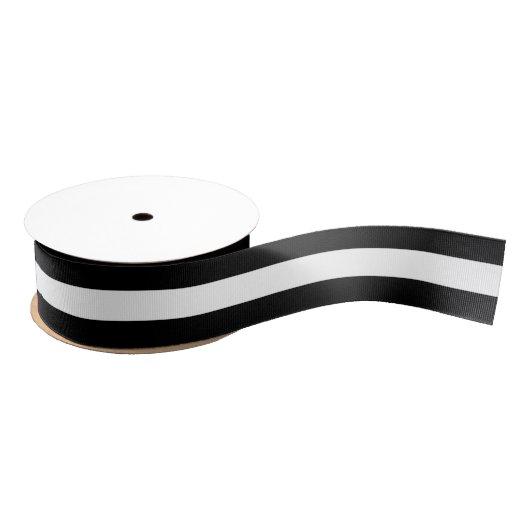 Gros-grain Ruban Gris Gris Noir Et Blanc Simple (Bobine)