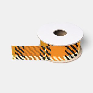 Gros-grain Ruban Grosgrain à Carreaux Tons Terre