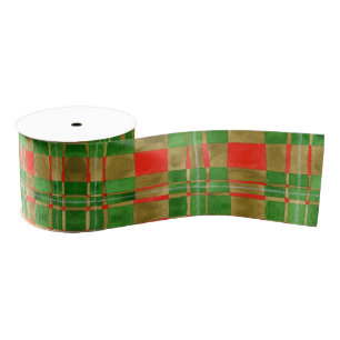 Gros-grain Ruban Grosgrain MAC GREGOR TARTAN 3" de large