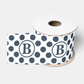 Gros-grain Ruban Grosgrain Monogramme à Motif à Points Navy B (Bobine)