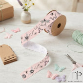 Gros-grain Ruban grosgrain monogrammé rose blush bug