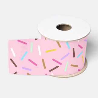 Gros-grain Ruban imprimé aux pépites de beignet rose