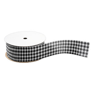 Gros-grain Ruban noir et blanc de motif de guingan