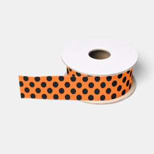 Gros-grain Ruban orange et noir de point de polka