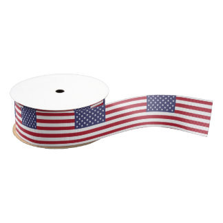 Gros-grain Ruban patriotique avec drapeau des Etats-Unis