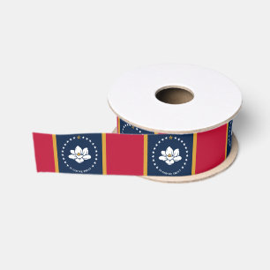 Gros-grain Ruban patriotique avec le drapeau du Mississippi,