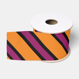 Gros-grain Ruban rayé orange, violet et noir Halloween
