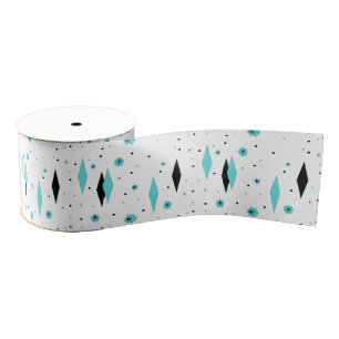 Gros-grain Ruban Retro Turquoise Diamants & Starbursts