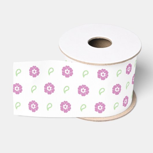 Gros-grain Ruban rose floral (Bobine)