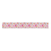 Gros-grain Ruban Rose Floral Jardin avec Papillons (Devant)