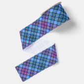 Gros-grain Ruban - Tartan bleu rose violet vert (Dos)