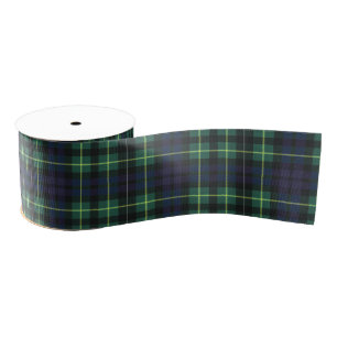 Gros-grain Ruban - Tartan jaune, vert et bleu