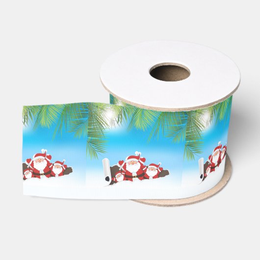 Gros-grain Ruban tropical de Père Noël (Bobine)