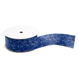 Gros-grain Ruban vintage bleu marbré de la White River