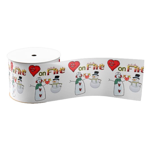 Gros-grain Saint Valentin Red Heart Fire Snowman Ruban (Bobine)