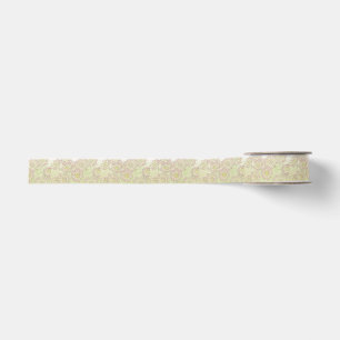 Gros-grain Style Vintage Élégant, Ruban Floral Beige