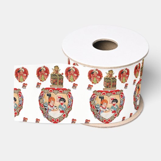 Gros-grain véntines de ruban décoratif amour (Bobine)