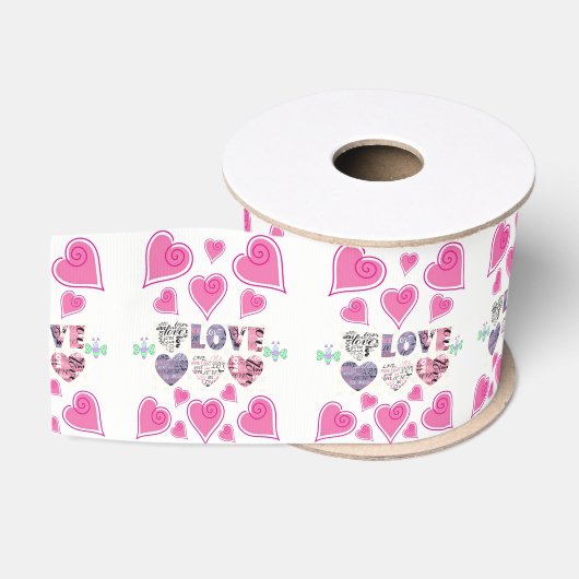 Gros-grain véntines de ruban décoratif amour (Bobine)