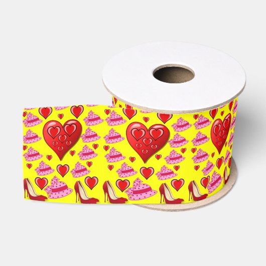 Gros-grain véntines de ruban décoratif amour (Bobine)