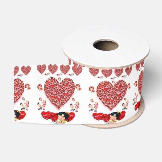 Gros-grain véntines de ruban décoratif amour (Bobine)
