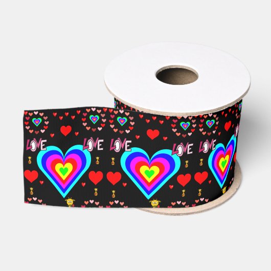 Gros-grain véntines de ruban décoratif amour (Bobine)