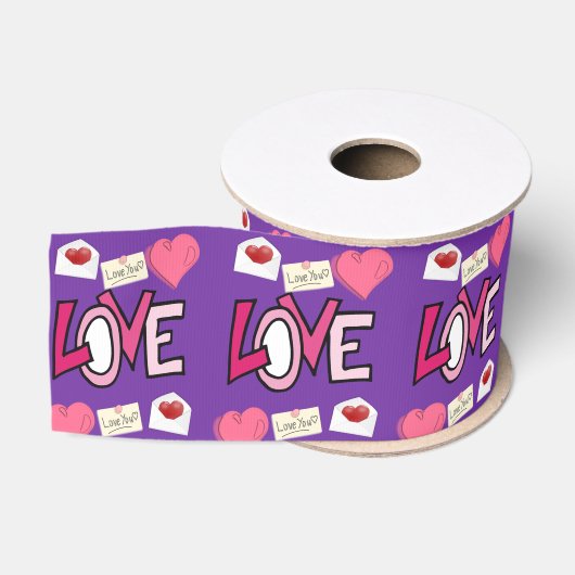 Gros-grain véntines de ruban décoratif amour (Bobine)
