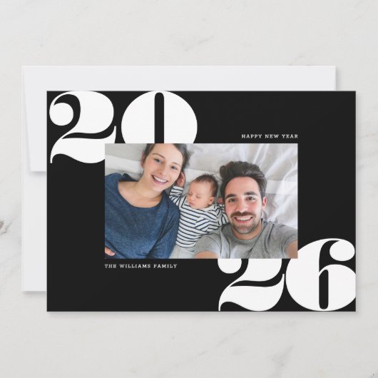 Gros Gras Année Nouvel An Fête Carte photo Noir (Devant)