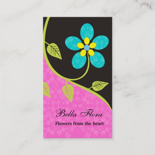 Gros gras de fleurs turquoise carte de visite modè (Devant)