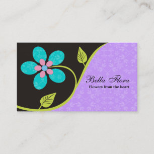 Gros gras de fleurs turquoise carte de visite modè