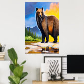 Gros ours dans la forêt | AI Art Poster (Bureau à domicile)