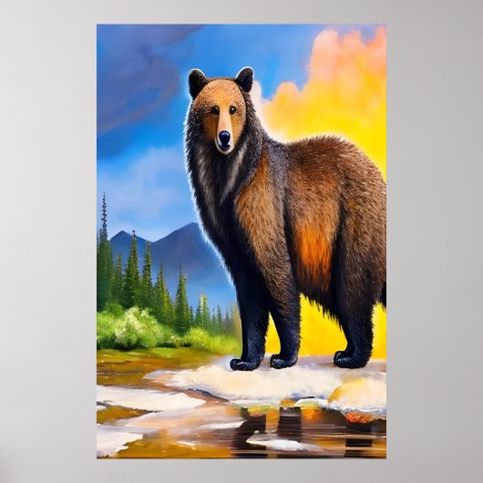 Gros ours dans la forêt | AI Art Poster (Devant)