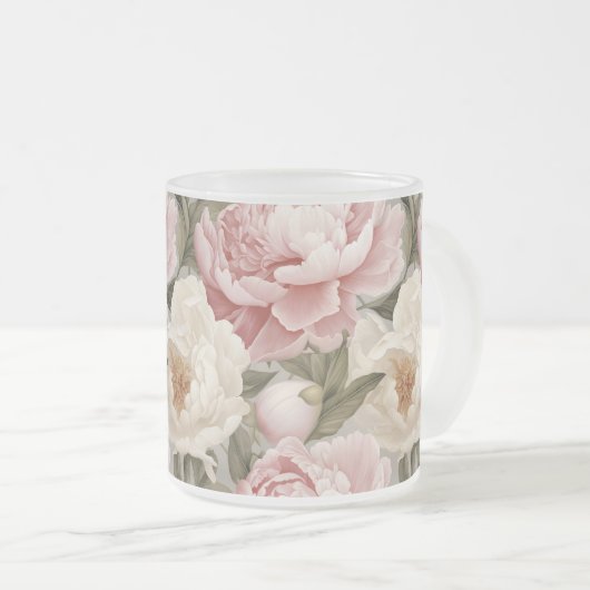 Gros Peondesign Rose Blanc Imprimer Mug (Devant droit)