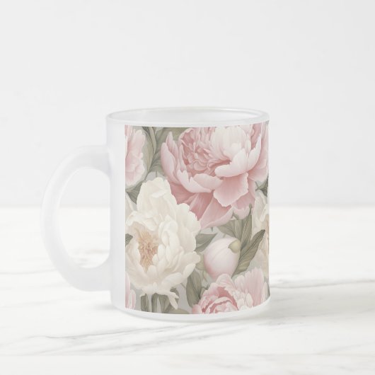 Gros Peondesign Rose Blanc Imprimer Mug (Gauche)