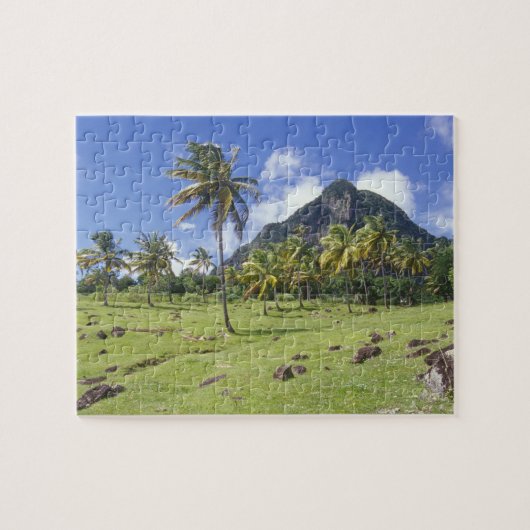 Gros Piton-uitzicht langs het historische spoor in Legpuzzel (Horizontaal)
