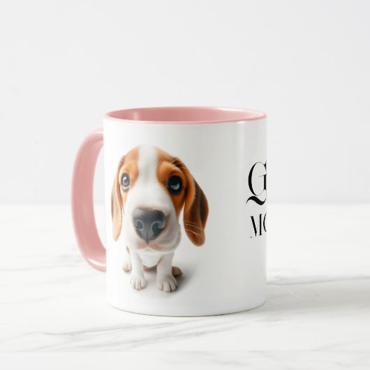 Gros plan beagle Mug avec votre nom (Devant gauche)